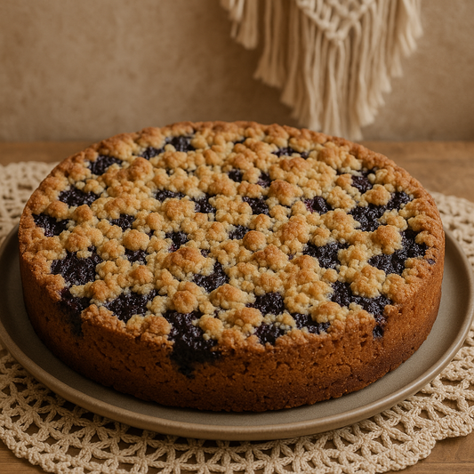 Wilder Heidelbeerkuchen mit Streuseln