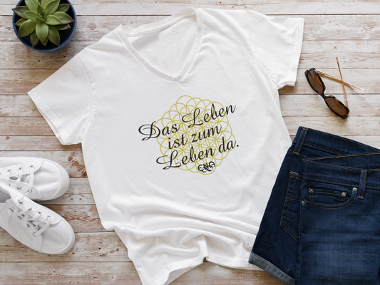 Das Leben ist zum Leben da - ENA  - Damen Premium Organic V-Neck T-Shirt ST/ST